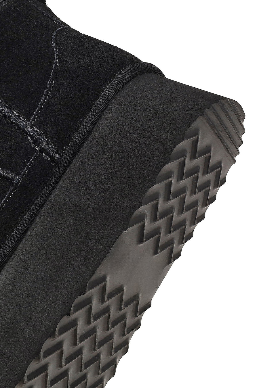 Women's Black Thick-Soled Suede Leather Teddy Boot