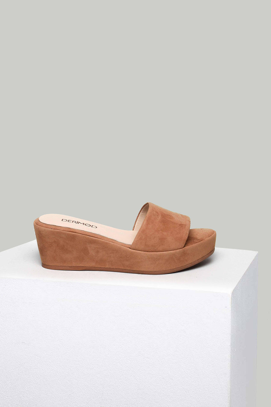 Wedge Heeled Suede Leather Women's Slippers
