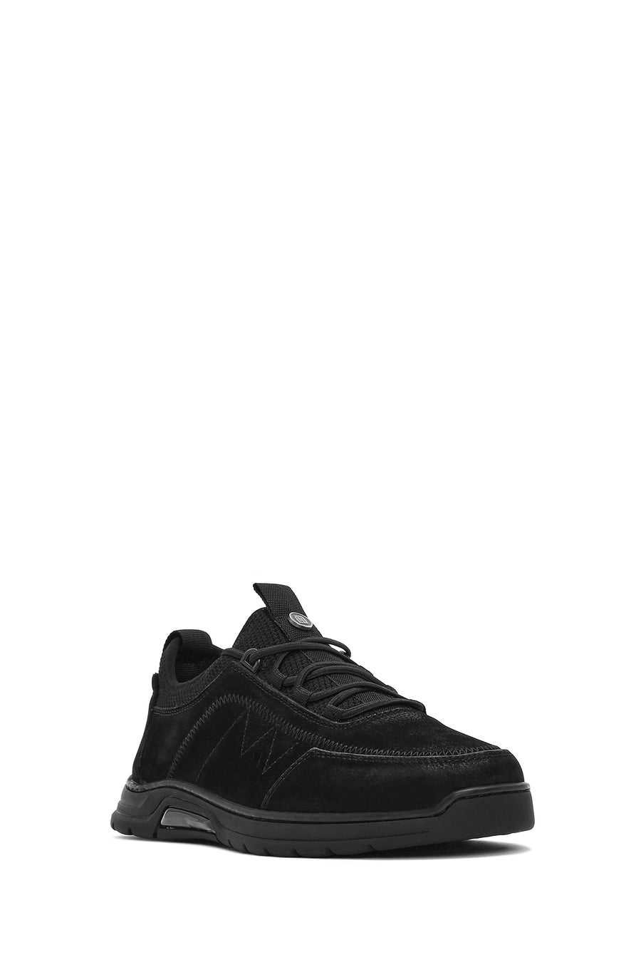 Erkek Siyah Bağcıklı Nubuk Deri Casual Sneaker