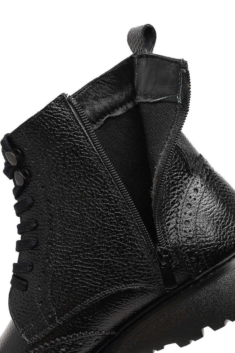 Men's Black Zippered Leather Boots