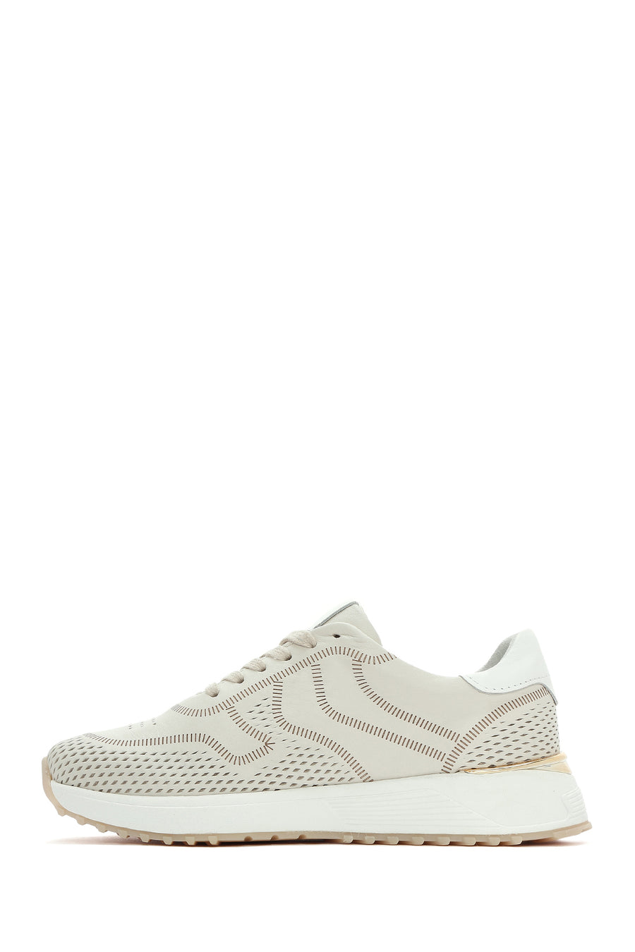 Kadın Krem Bağcıklı Kalın Tabanlı Deri Sneaker