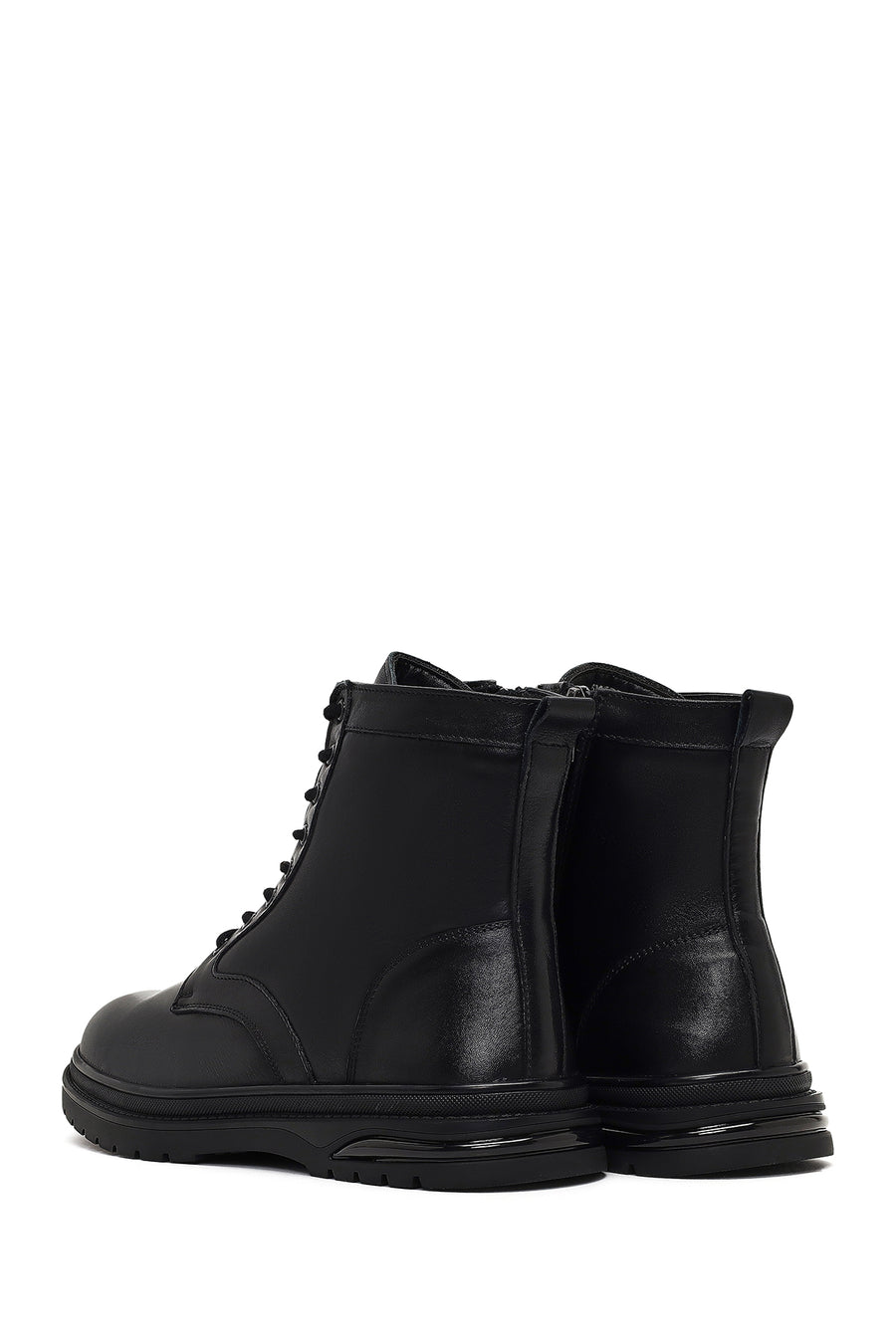 Men's Black Zippered Leather Boot