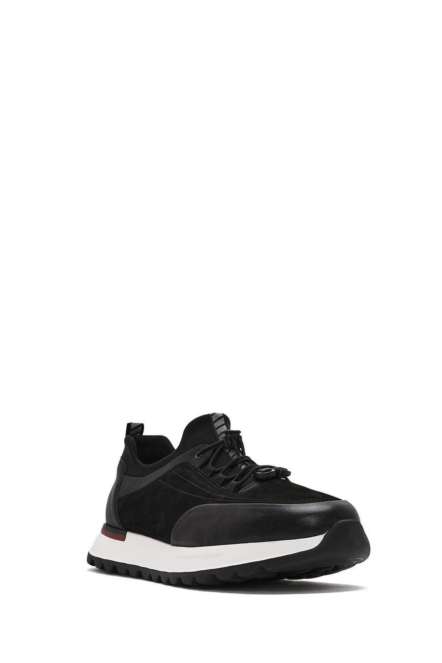 Erkek Siyah Bağcıklı Deri Sneaker
