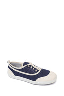 Woman Blue Lace-Up Jean Leather Sneaker | Derimod