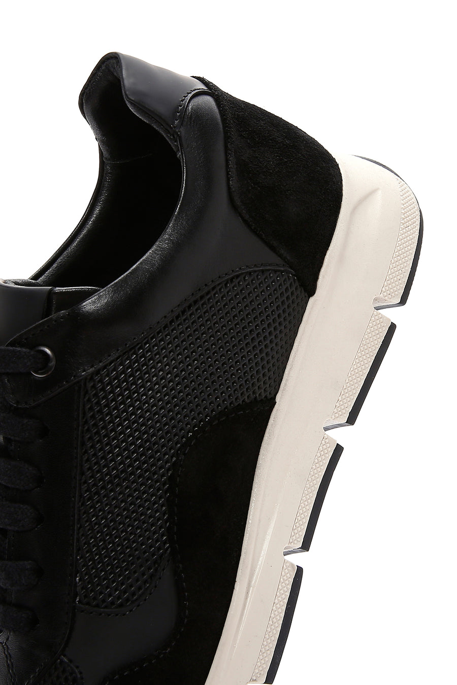 Men's Black Leather Suede Detailed Sneaker