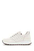 Kadın Bej Deri Kapitone Sneaker | Derimod