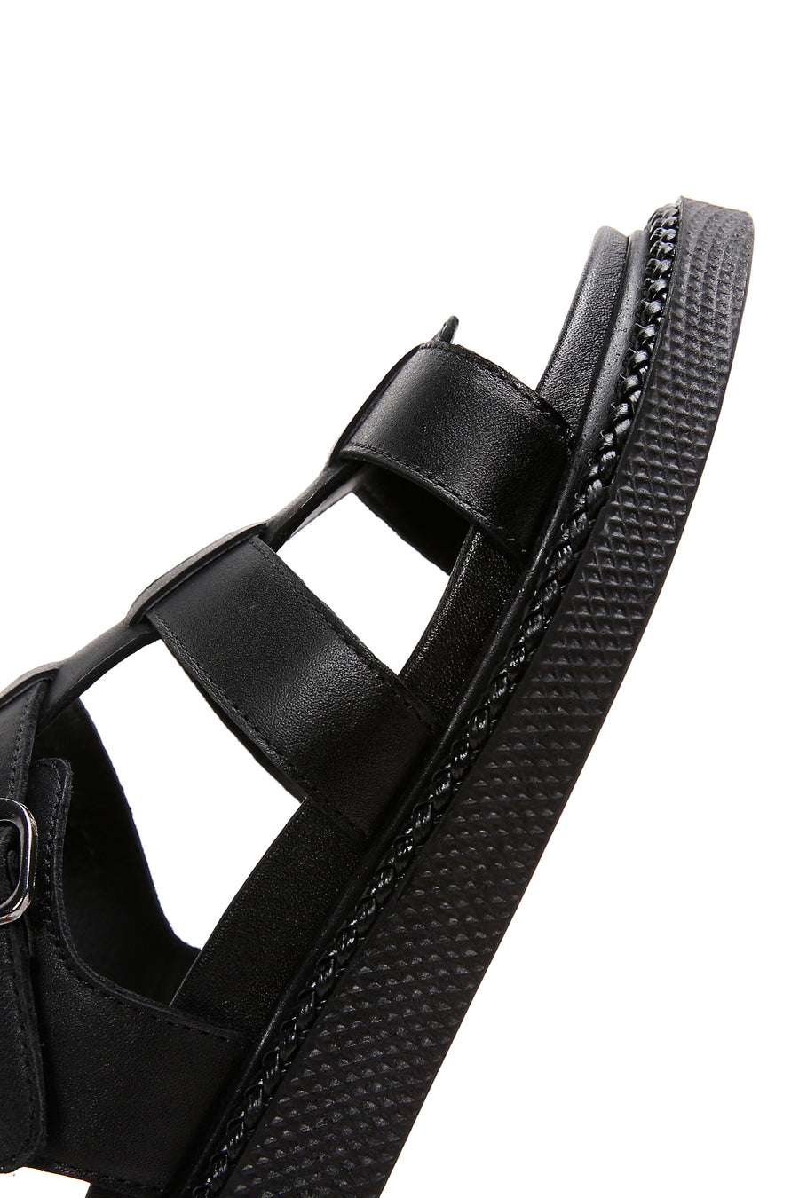 Women's Black Leather Comfort Sandals