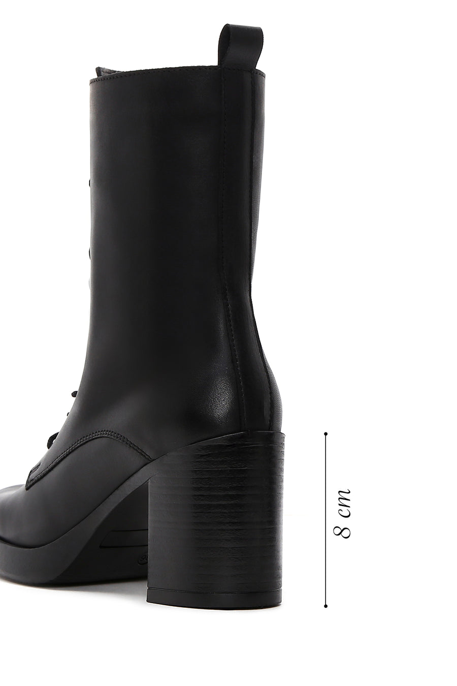 Women's Black Leather Heeled Boots