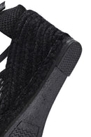 Women's Black Ankle Strap Patterned Wedge Heel Espadrilles | Derimod