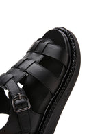 Women's Black Leather Comfort Sandals | Derimod