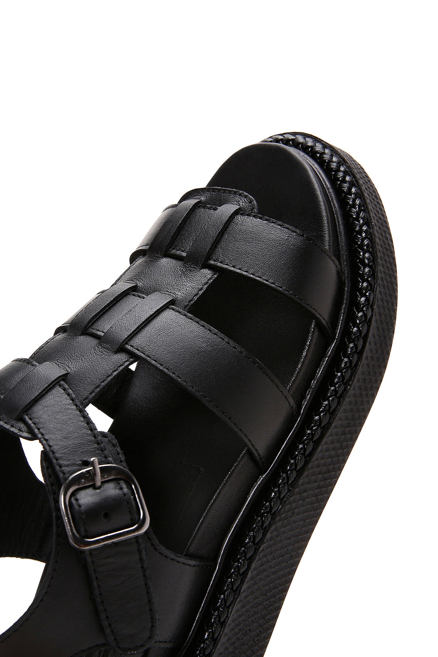 Women's Black Leather Comfort Sandals