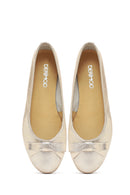 Women's Gold Metallic Leather Ballet Flat | Derimod
