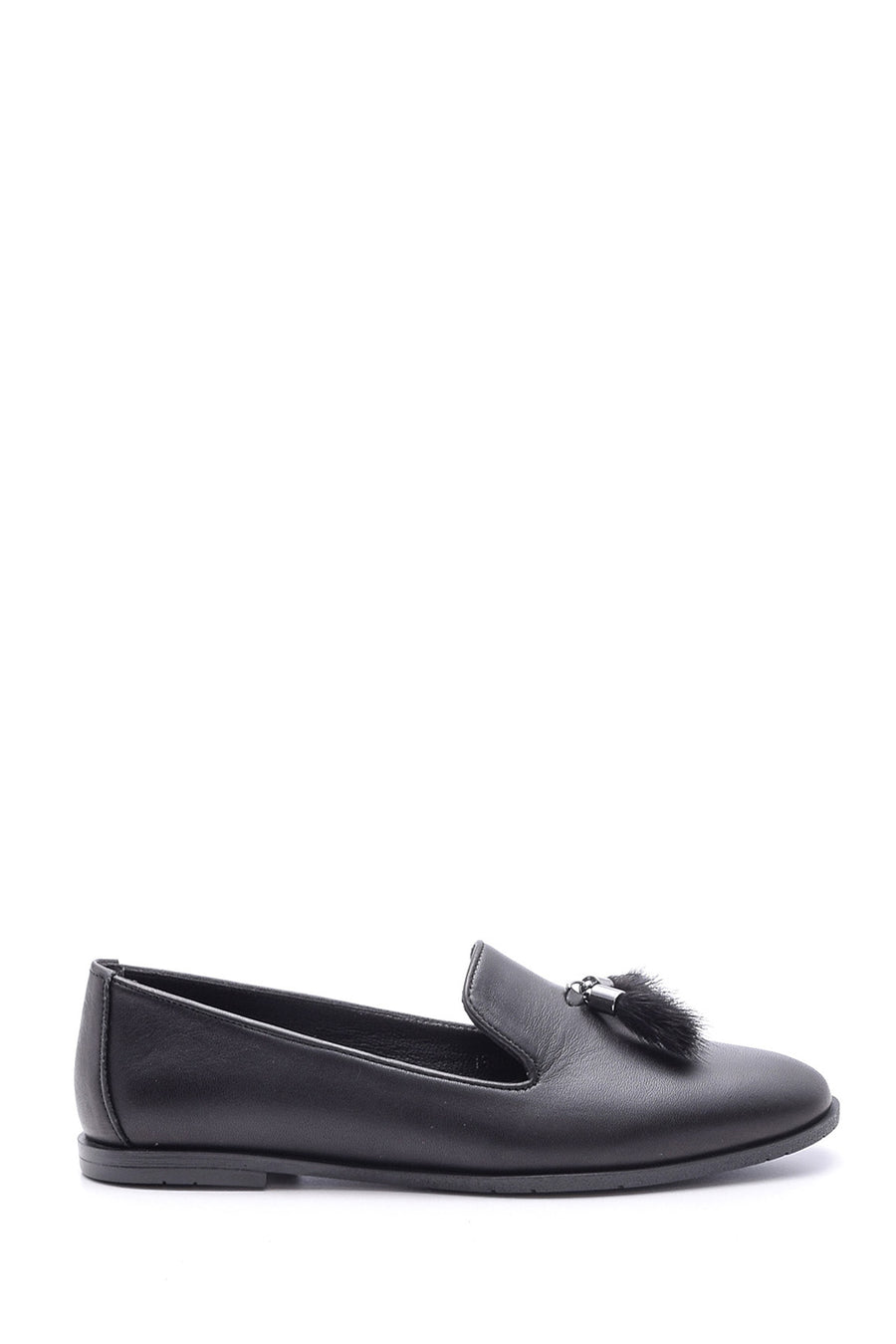 Kadın Tüy Detaylı Deri Loafer 19WFD110618 | Derimod