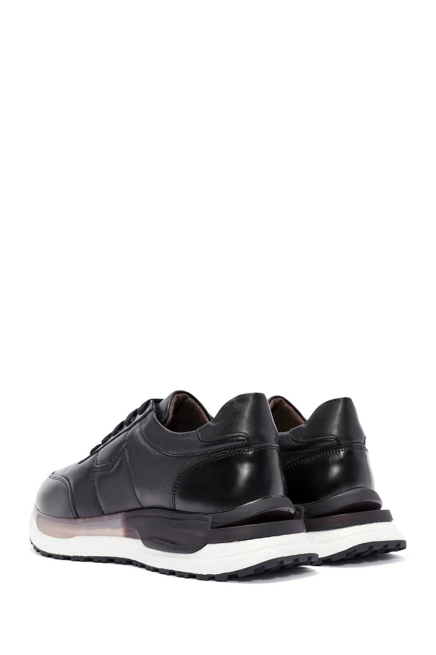 Erkek Siyah Bağcıklı Deri Sneaker