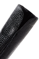Women's Black Zippered High Heel Leather Boots | Derimod