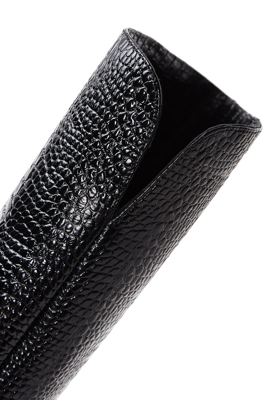 Women's Black Zippered High Heel Leather Boots
