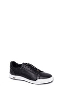 Erkek Siyah Bağcıklı Deri Sneaker | Derimod