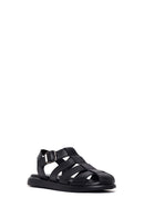 Woman Black Buckled Leather Sandals | Derimod