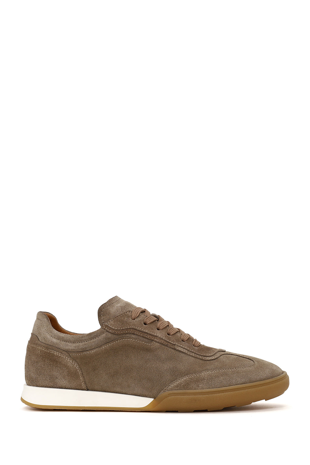 Erkek Bej Bağcıklı Süet Deri Sneaker