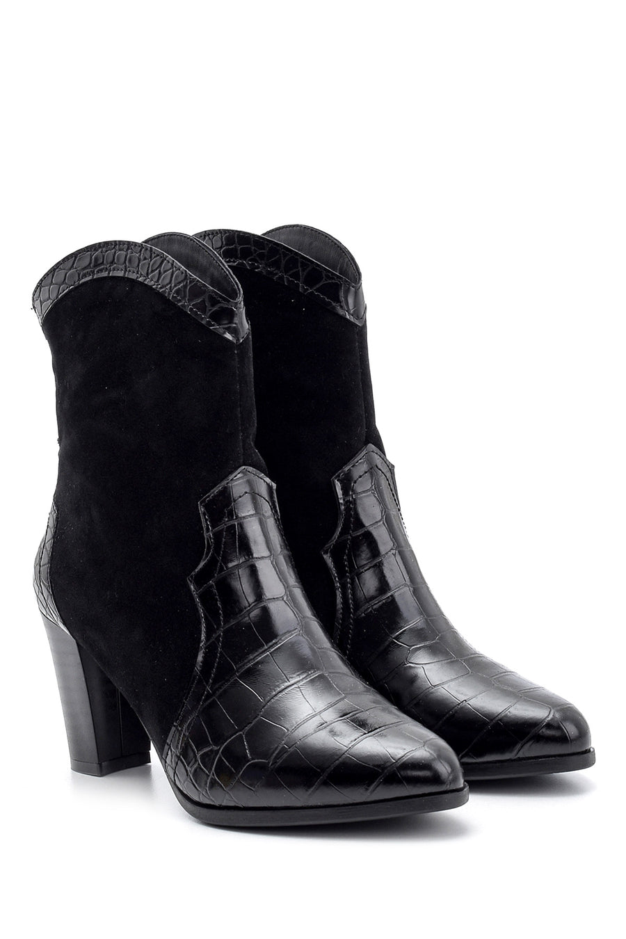 Women's Crocodile Detailed Heeled Boots