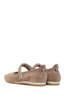 Women's Mink Banded Suede Leather Ballerinas | Derimod