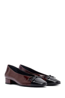 Women's Burgundy Short Heel Leather Ballet Flat | Derimod
