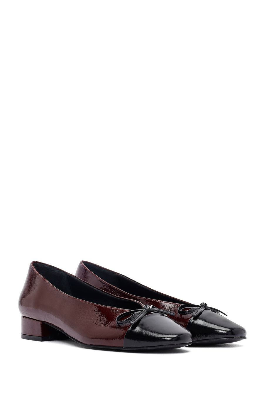 Women's Burgundy Short Heel Leather Ballet Flat
