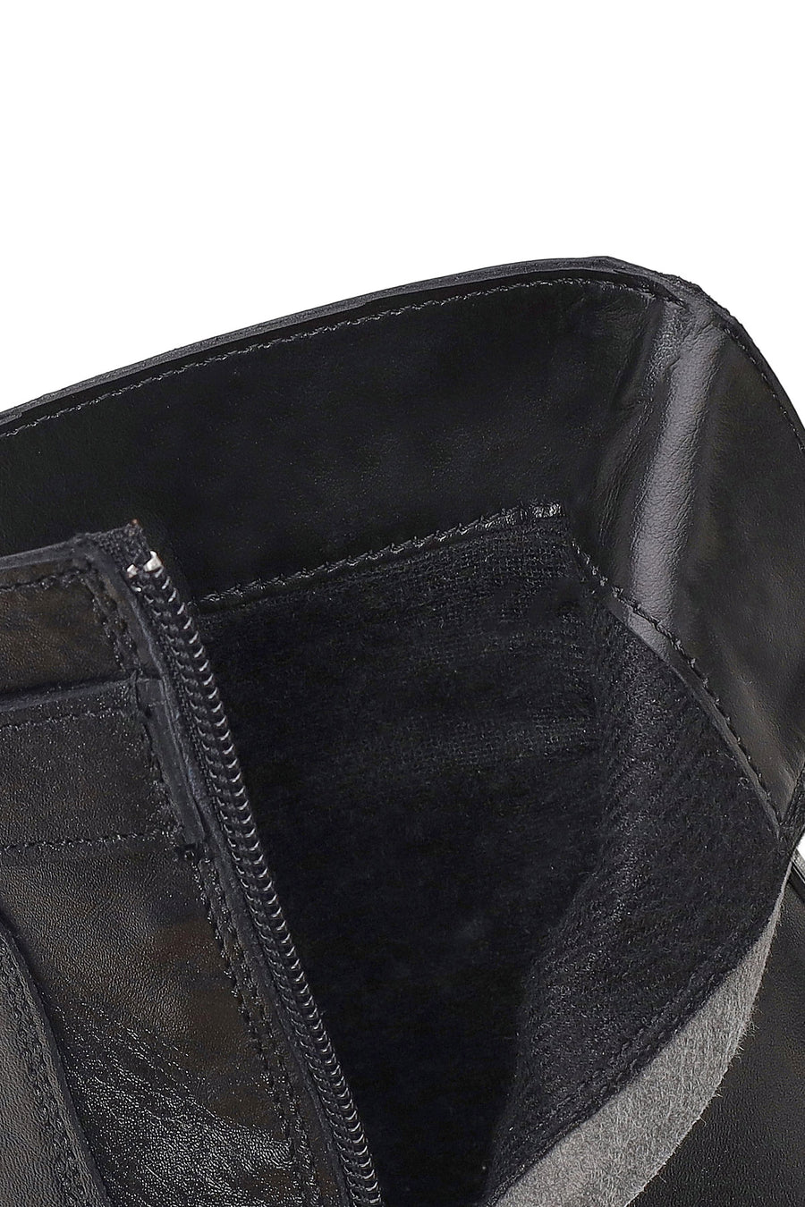 Woman Black Buckled Zip Closure Leather Casual Boots