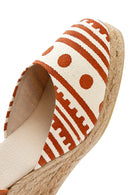 Kastamonu Stone Print Women's Taba Patterned Wedge Heeled Espadrille Sandals | Derimod