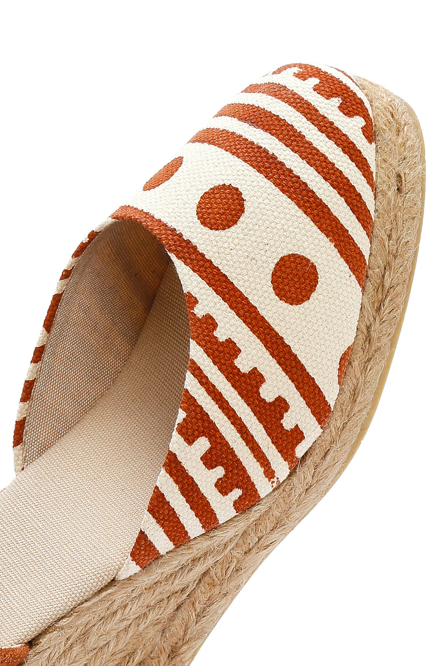 Kastamonu Stone Print Women's Taba Patterned Wedge Heeled Espadrille Sandals