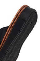 Woman Black Leather Comfort Slipper | Derimod