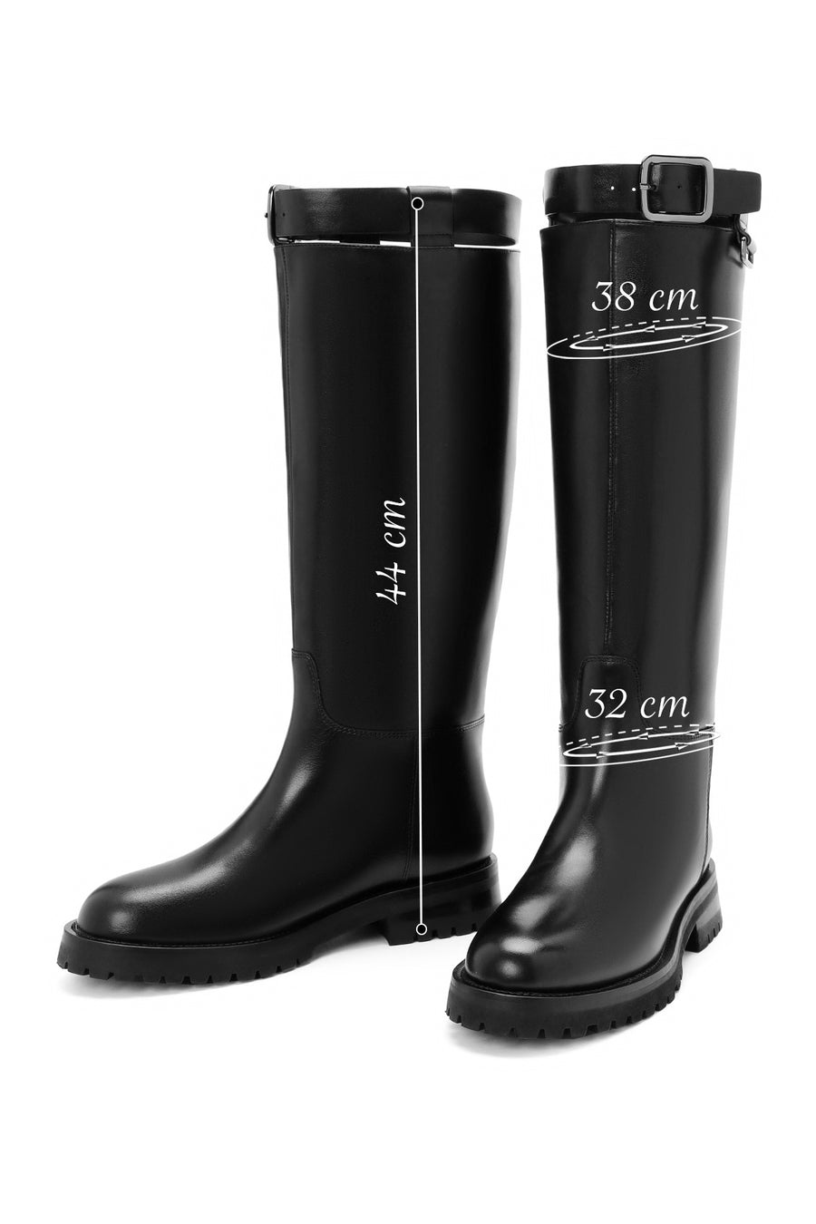 Women's Black Buckle Detailed Leather Boots