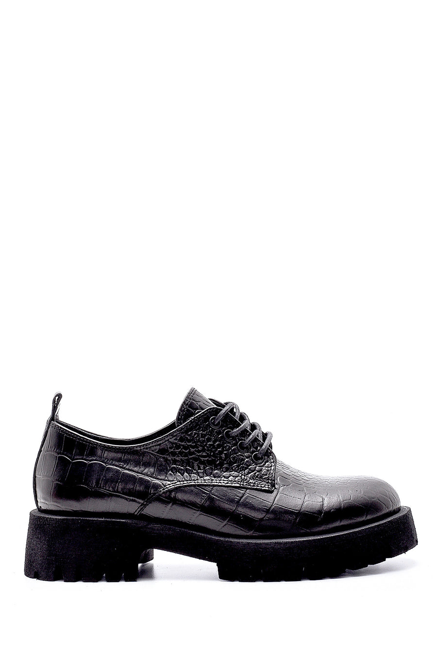 Women's Leather Crocodile Detailed Shoes 20WFD2237E3 | Derimod