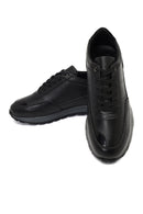 Erkek Siyah Bağcıklı Deri Casual Sneaker | Derimod