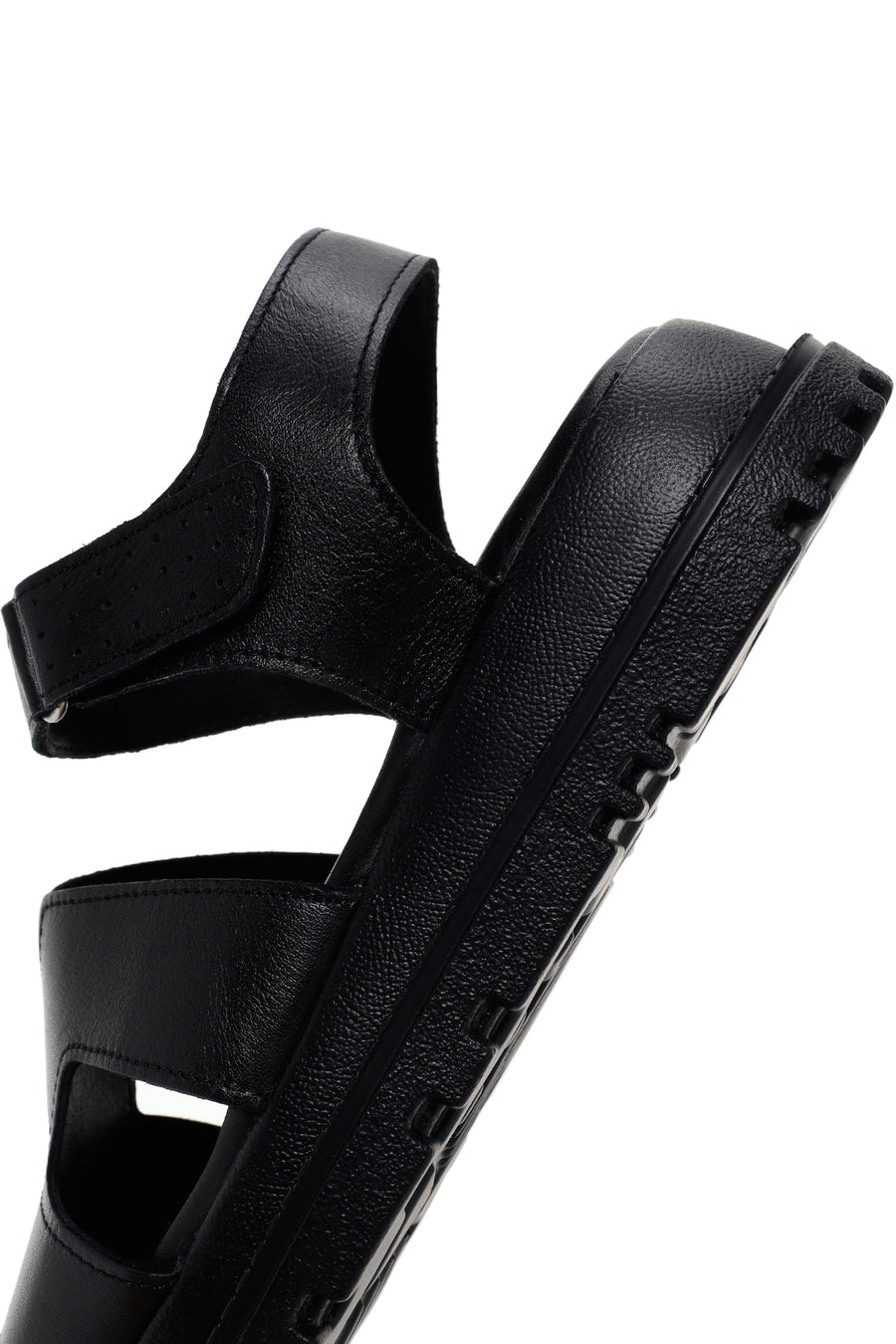 Women's Black Leather Comfort Sandals