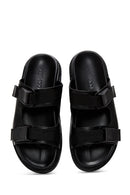Men's Black Leather Slippers | Derimod