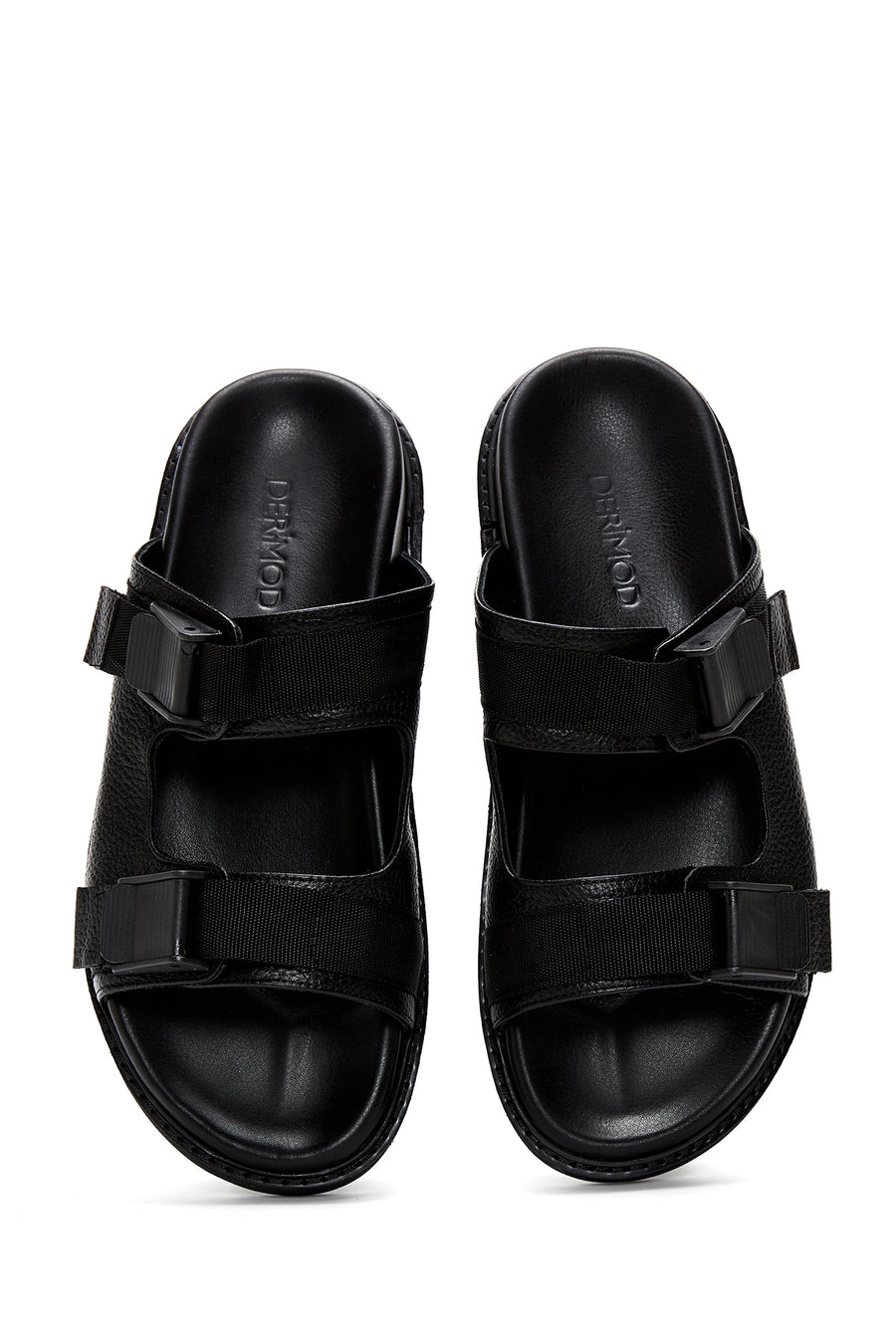 Men's Black Leather Slippers