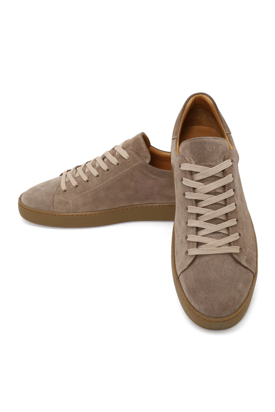 Erkek Bej Bağcıklı Süet Deri Sneaker