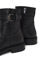 Woman Black Buckled Zip Closure Leather Casual Boots | Derimod