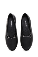 Kadın Siyah Tokalı Deri Maskülen Loafer | Derimod