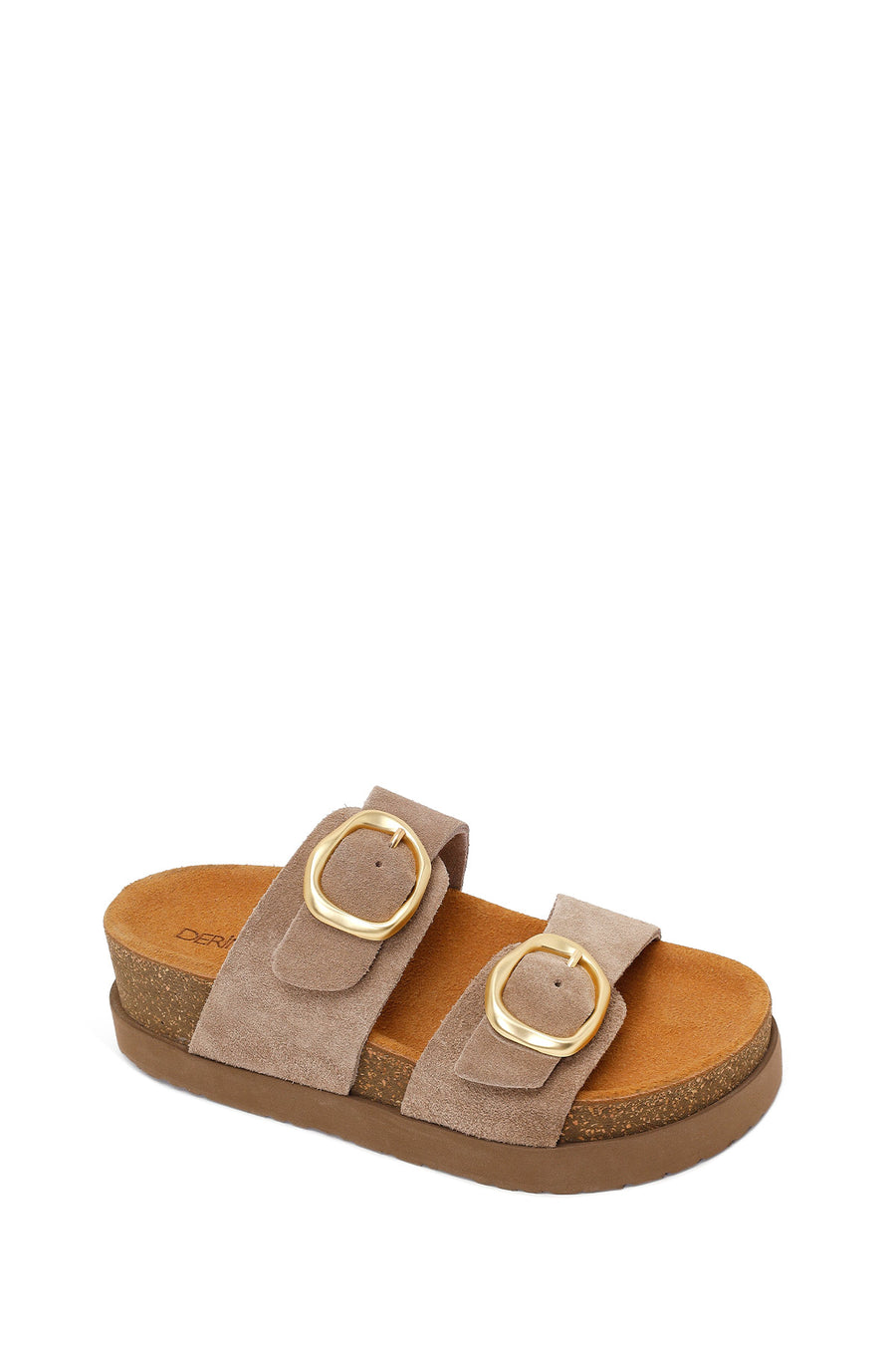 Woman Mink Double-Buckle Thick-Soled Suede Slipper