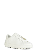Geox Women's White Lace-Up Spherica Ecub Leather Sneaker | Derimod