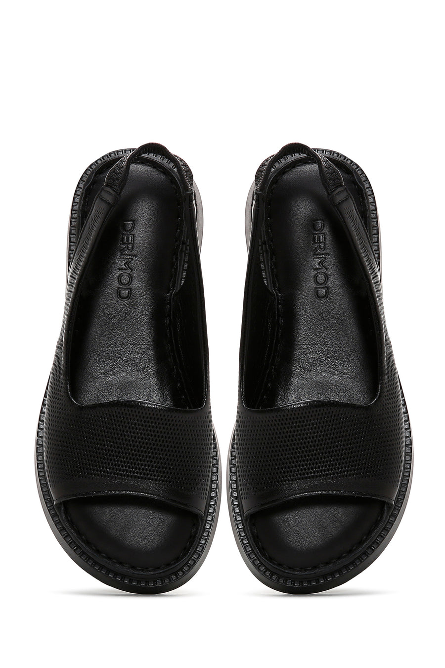 Women's Black Leather Comfort Sandals