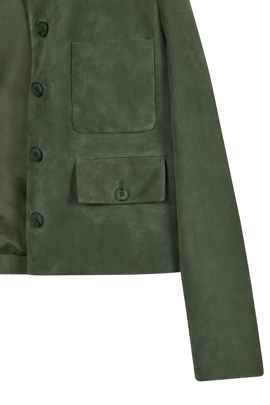 Cassandra Kadın Yeşil Slim-Fit Süet Deri Ceket