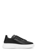 Erkek Siyah Bağcıklı Kalın Tabanlı Deri Sneaker | Derimod
