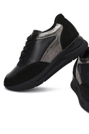 Kadın Siyah Bağcıklı Dolgu Topuklu Deri Sneaker | Derimod