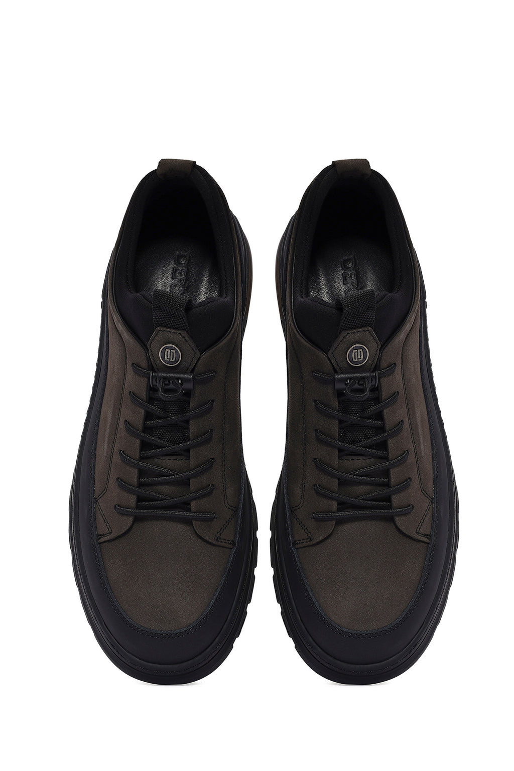Erkek Gri Bağcıklı Nubuk Deri Sneaker