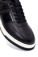 Erkek Siyah Bağcıklı Deri Sneaker | Derimod