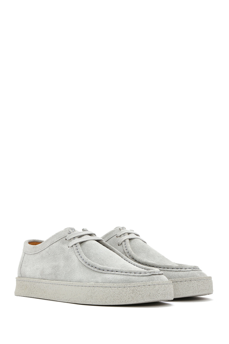 Men's Gray Lace-up Suede Leather Casual Shoes