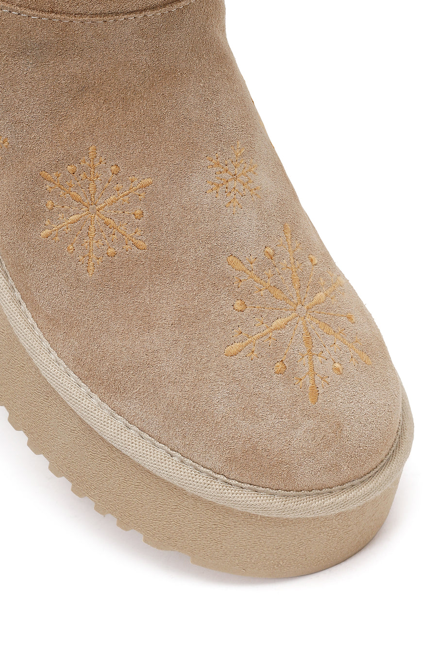 Woman Beige Patterned Suede Teddy Boots